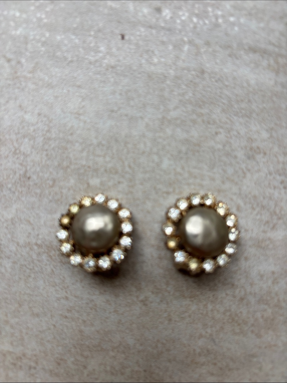 Vintage Chanel looking Gold Pearl Halo Stud Earrings - Elegant Women Jewelry